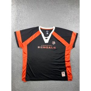 Majestic NFL Cincinnati Bengals Draft Me V Neck‎ Shirt Women 2X Short Sleeve